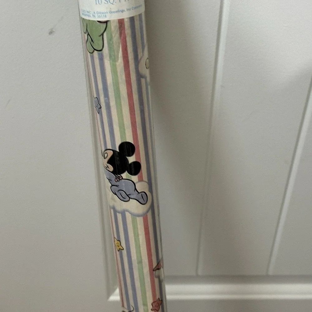 Vintage Sealed Disney Babies Gift Wrap Baby Shower  10sq Ft Mickey Minnie Goofy‎